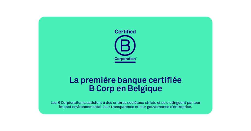 La première banque certifiée B Corp en Belgique